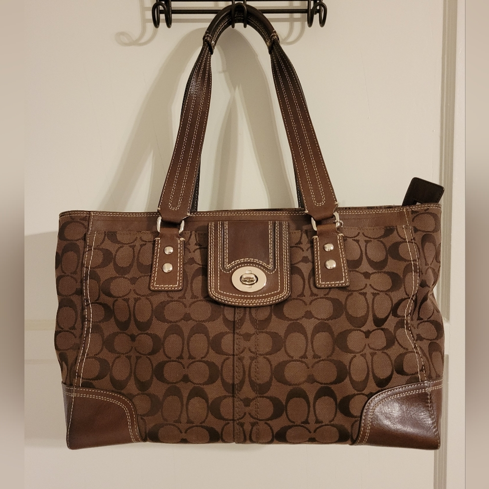 Vtg Coach canvas monogram brown handbag